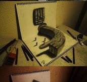 3D drawings on sketchbook
