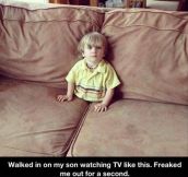 Son watching TV