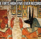 The first high five in history…