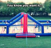 Bouncy volleyball court…