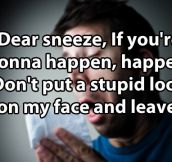 Dear sneeze…