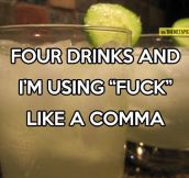 It only takes four drinks…