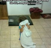 Playing hide and seek with a little girl…