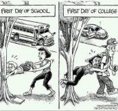 First day of high school vs. first day of college…
