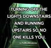 Running upstairs from the basement…