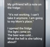 The note in the fridge…