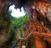A temple deep in the Batu caves…