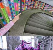 Massive yarn bombing in the city…