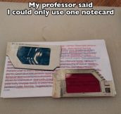 Only one note card…