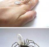 Tiny mechanical insects made out of watch parts…