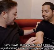 Ricky Gervais telling David Blaine like it is…