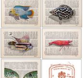 Art on old dictionary pages…