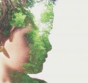 Double exposure of my son in the woods…