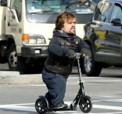 Peter Dinklage on a razor scooter…