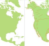 North America looks like a fat dragon…