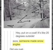 Someone made snow angles…