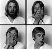 Donald Sutherland gets a haircut and a shave, 1970…
