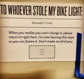 Good luck finding your bike light…