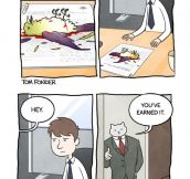 Business cat gives a pay raise…