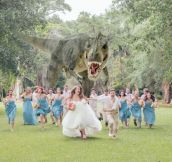 T-Rex Chases the Bridal Party at this Wedding