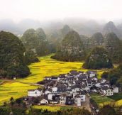 So Beautiful… A Small Village Surrounded By The Hills Of Guizhou Province, China
