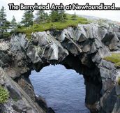 Erosion over millions of years eats away the rock beneath the arch…