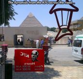 The Pyramids Make a Nice Background For KFC