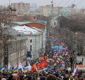 Approx. 70000 Russians marched against war with Ukraine in Moscow.