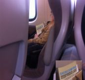 Saw this woman asleep on the train today, success!