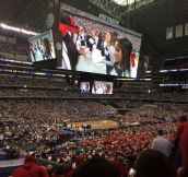The screen at the final four is bigger than the entire basketball court.