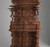A cabinet carved to look like a glitch