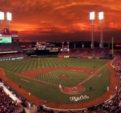 The Sky at the reds game last night was pretty intense