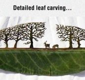 Incredible Art On A Leaf