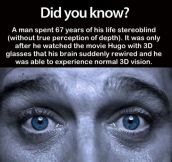 And Suddenly He Has 3D Perception