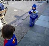 Tiny Batman Vs. Little Superman
