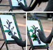 Elephant Painting A Tree