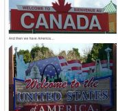 American Vs. Canadian Border Signs