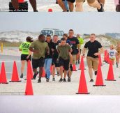 Marines Help A Boy Cross The Finish Line