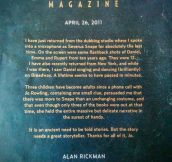Alan Rickman’s Words