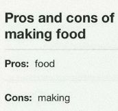 Making Food Pros And Cons