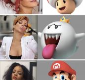 Rihanna Cosplaying Mario Party