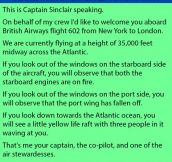 A Captain Was Addressing Passengers On A Plane. Nobody Expected To Hear This.