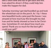 Trucker Dying From Cancer Greeted By Surprise Christmas Convoy.