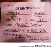 Detention slip