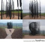 Impressive sculpture of Nelson Mandela, situated at the place where he was arrested in 1962