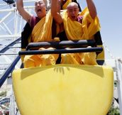 Buddhist monks on a roller coaster