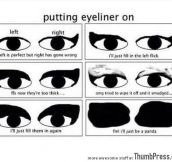 Putting eyeliner on