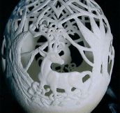 Carved from an eggshell…
