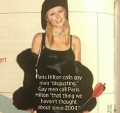Gay people vs. Paris Hilton…