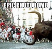 Photobomb level: running of the bulls…